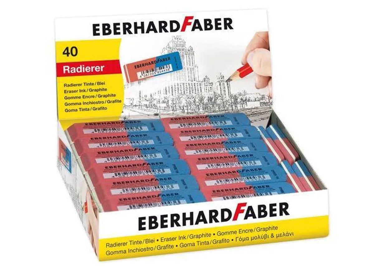 gum - 40 stuks - rood/blauw - inkt/potlood - EF-585443 van Eberhard Faber in Rood – productfoto
