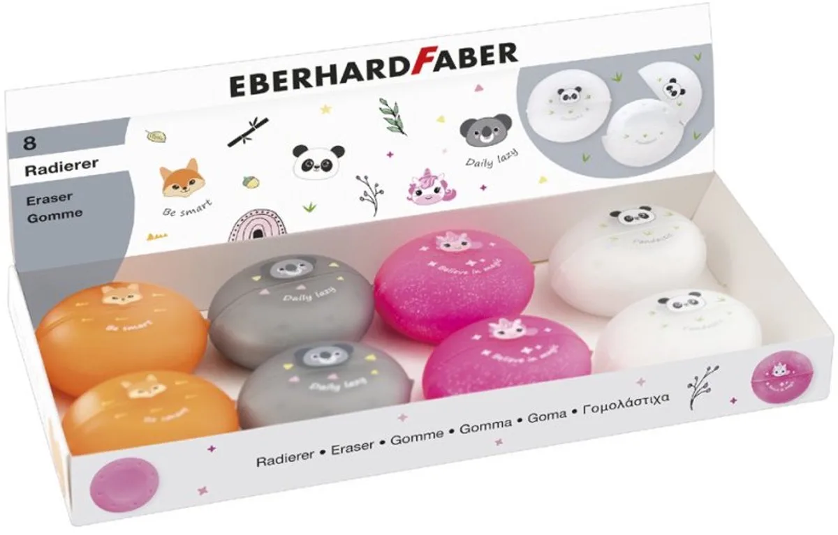 gummen Animal, dierenmotieven, kunststof box, 8 stuks van Eberhard Faber – productfoto