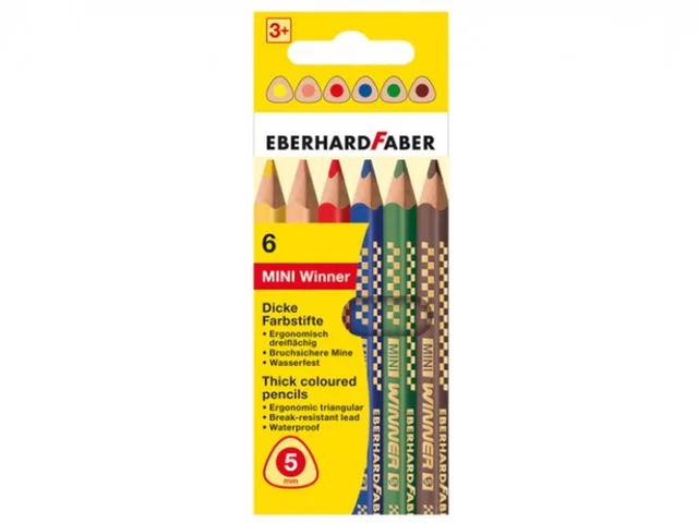 Kleurpotlood Eberhard Faber Mini Winner 3-kantig 6 stuks, dikke kern