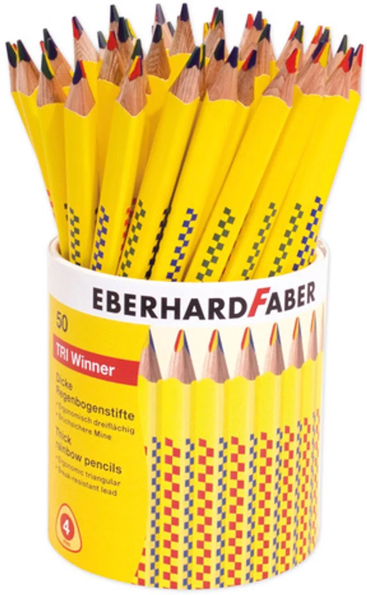 Kleurpotlood Eberhard Faber regenboog 50 stuks in plastic koker van Eberhard Faber in De (hoofd)kleur(en) van het product. – productfoto