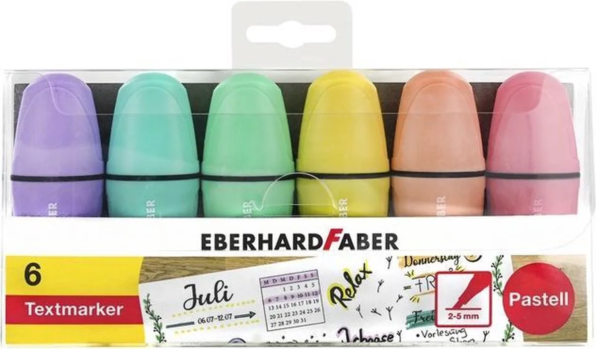 markeerstift - mini - 6 stuks - pastel kleuren - EF-551403 van Eberhard Faber in Assorti – productfoto