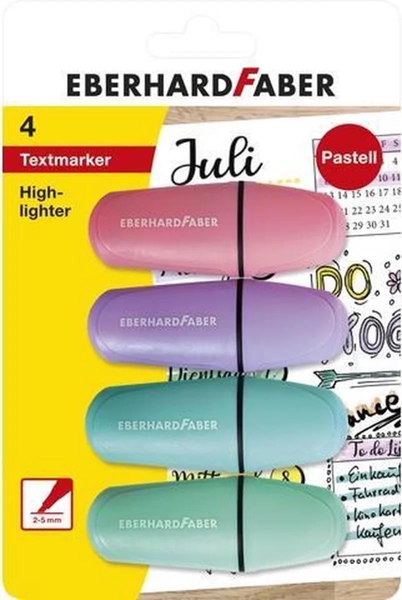 markeerstiften - mini - 4 stuks - pastel kleuren - EF-551494 van Eberhard Faber in Assorti – productfoto