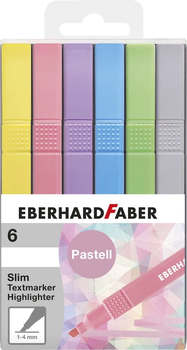 markeerstiften - vierkant - 6 stuks - pastel kleuren - EF-551506 de Eberhard Faber en Assorti – photo produit