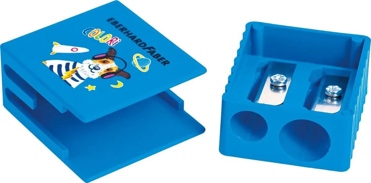 puntenslijper - Colori - motief hond - dubbelgaats - EF-585150 van Eberhard Faber in Blauw – productfoto