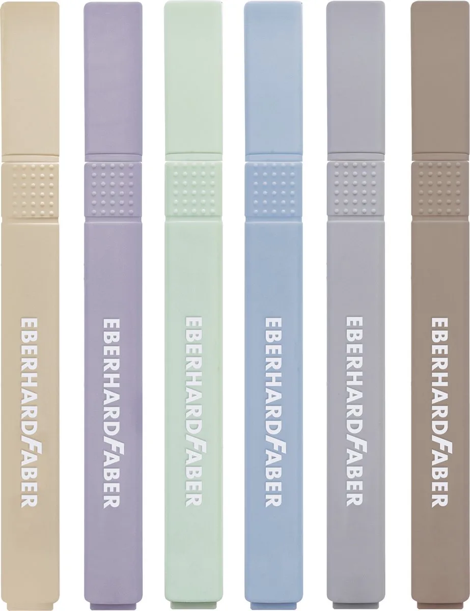 tekstmarker - 6 stuks in etui - vierkant - natural - markeerstift - EF-551505 van Eberhard Faber in Assorti 6 natural kleuren – productfoto