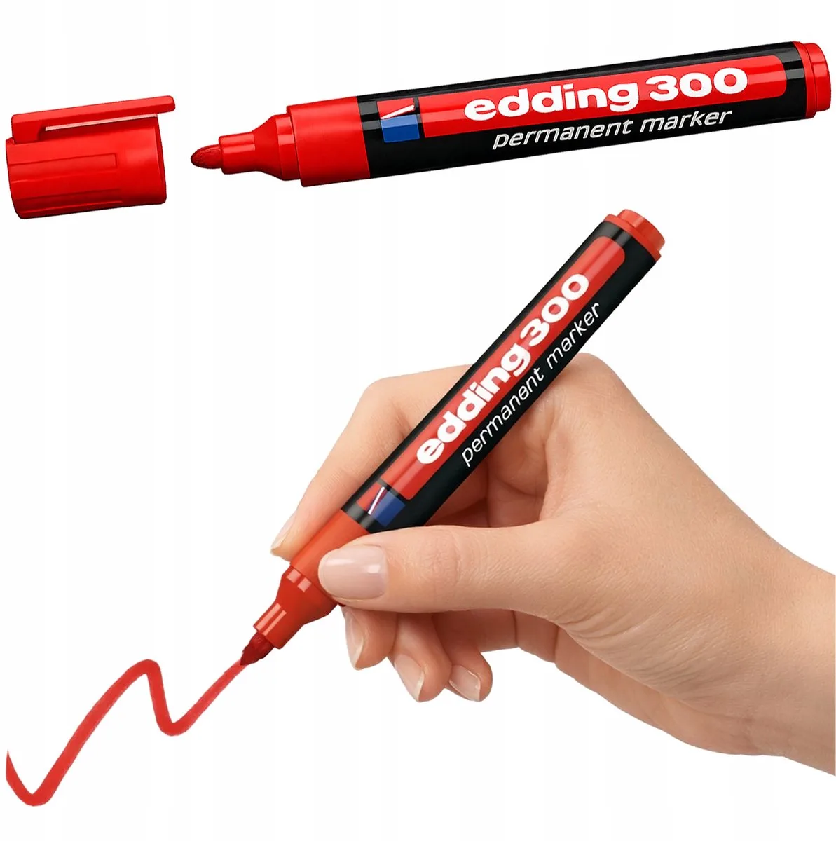 A8 Permanent Marker - Vervaagt niet, schrijft op verschillende oppervlakken van edding in Rood – productfoto