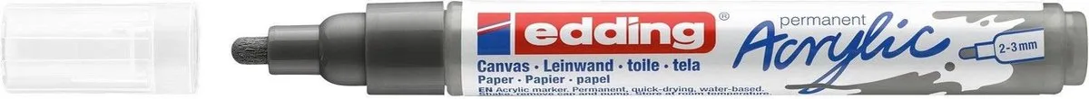 Acrylic marker - Medium punt - antraciet fra edding i Grå – produktbillede