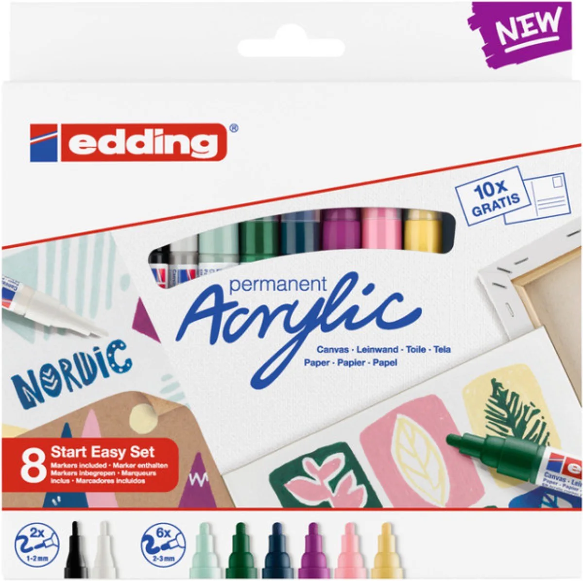 Acrylmarker edding starterskit klein scandinavisch | 12 stuks van edding – productfoto