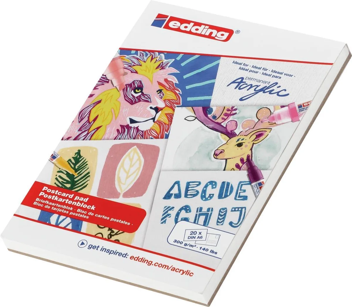 acrylmarker papier - A6 formaat - 300 gram - 20 vellen - Combineer met acrylmarkers van edding in Wit – productfoto