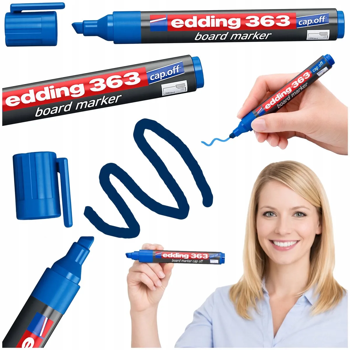 Blauwe Stift voor Whiteboard - Sneldrogend & Gemakkelijk Uitwisbaar von edding in Blau – Produktfoto