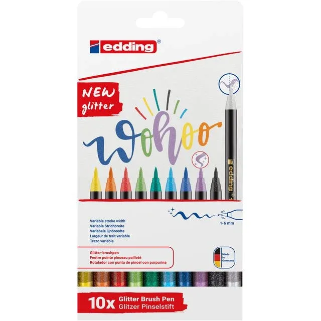 Brushpen edding 1340 10st glitter assorti | 6 stuks de edding – photo produit