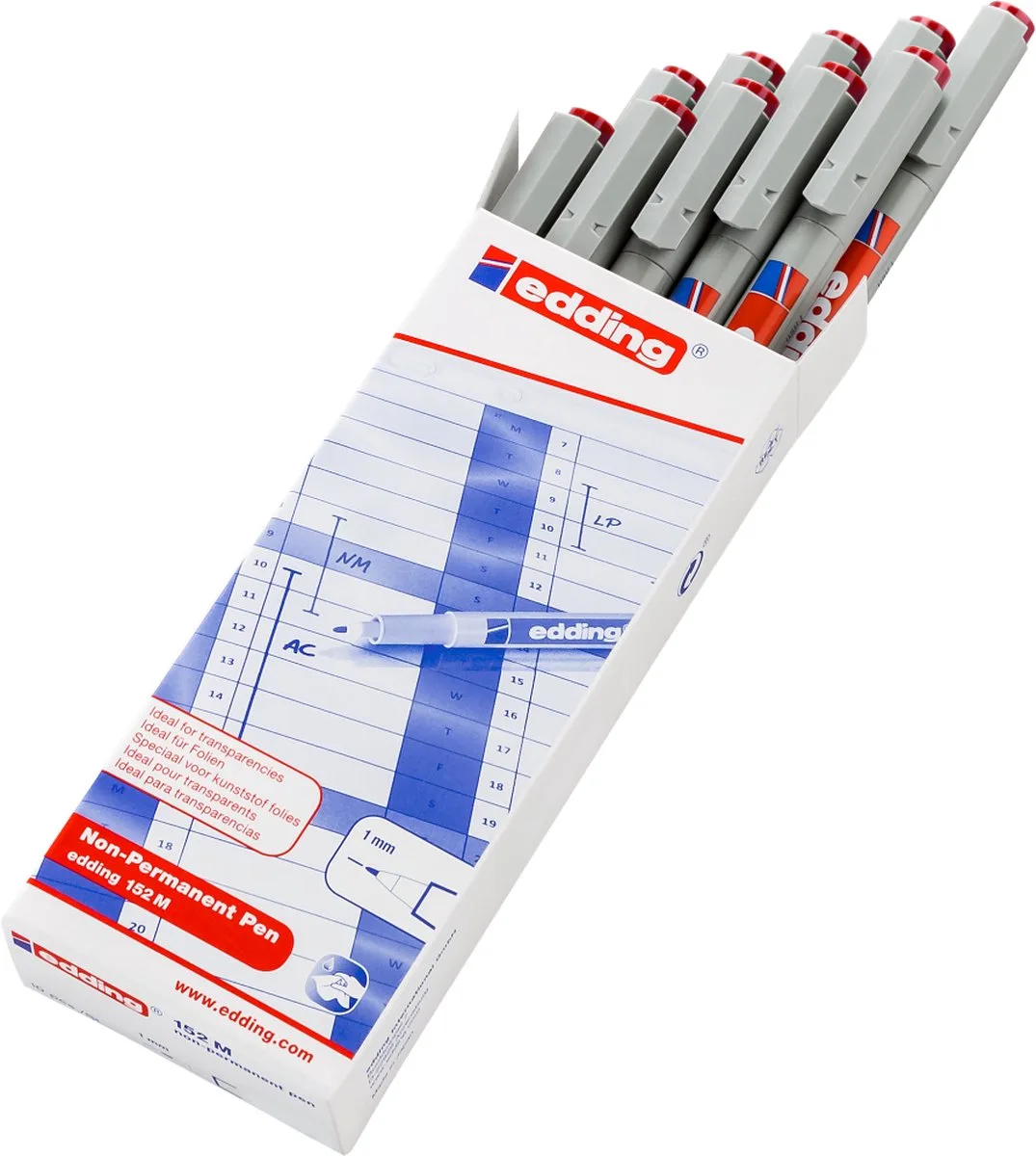 E-152 M Non-Permanent Pen 2 Rond 1Mm van edding in Rood – productfoto