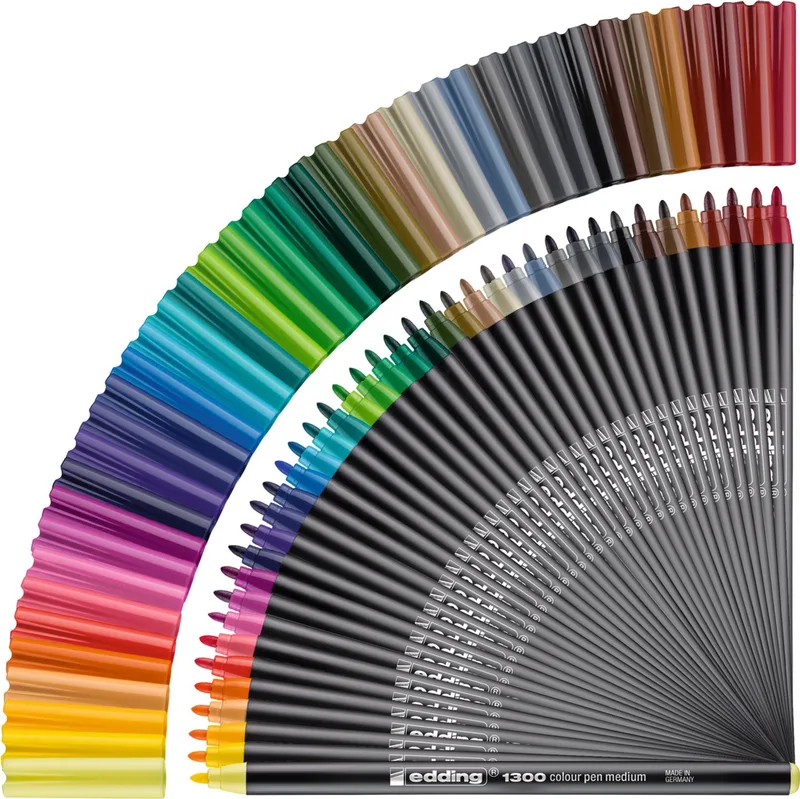 edding 1300 viltstift medium - veelkleurig - 40 stiften - ronde punt 2 mm - viltstift om te tekenen en schrijven - viltstift voor school, mandala's, bullet journals de edding en Multicolore – photo produit