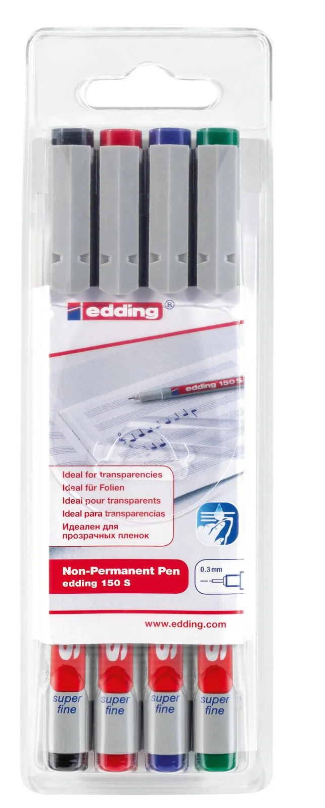 edding 150 S non-permanent Folienstifte-Set 0.3 mm Mehrfarbig de edding – photo produit