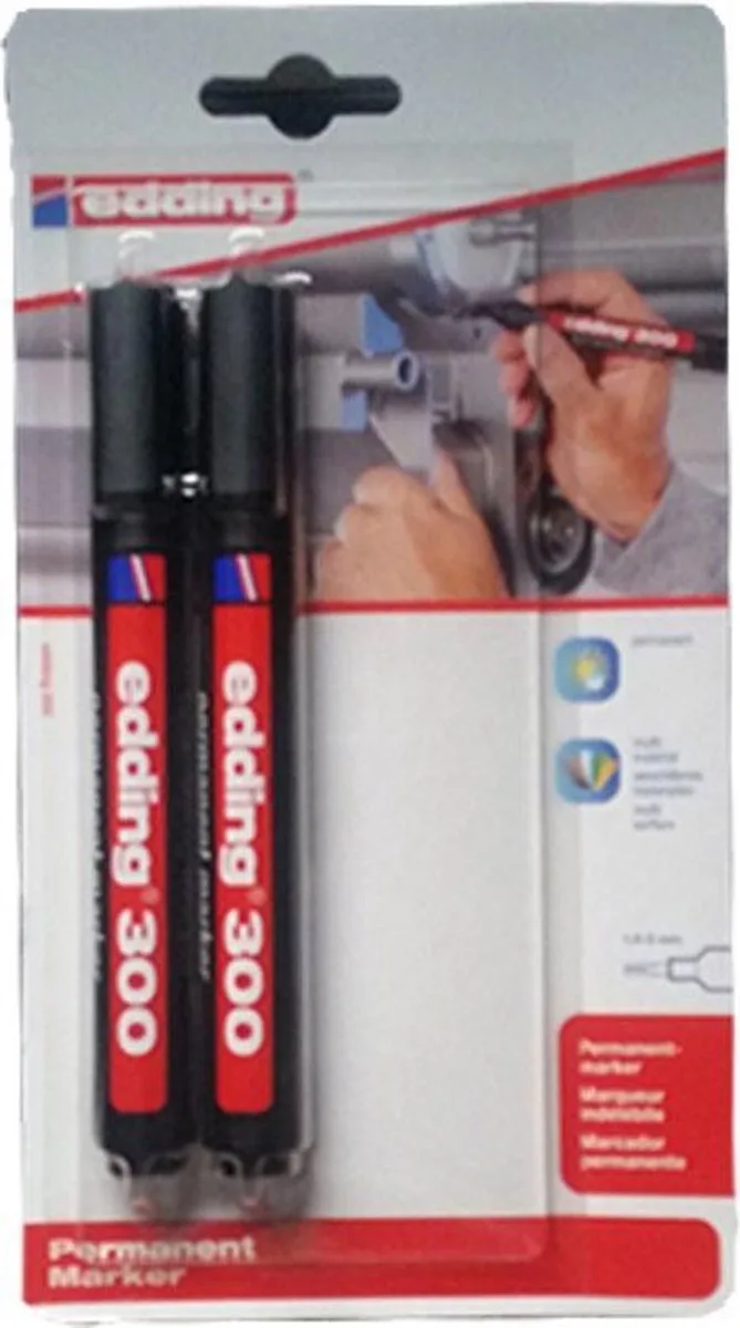 Edding 300 permanent marker 2 stuks van edding in Zwart – productfoto