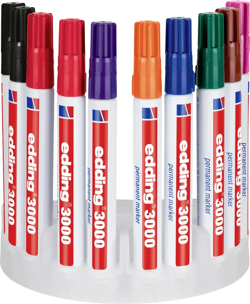 Edding 4-3000-10999 Permanentmarker Schwarz, Rot, Blau, Grün, Orange, Braun, Violett, Rosa wasserfest: Ja de edding – photo produit