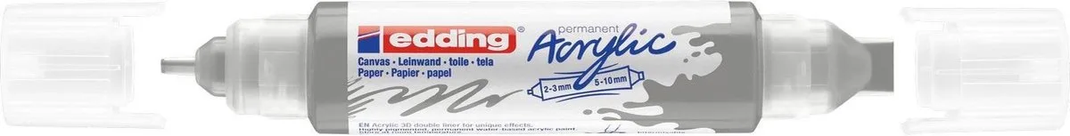 Edding 5400 3D double liner - Acrylmarker - Zilver (923) fra edding i Sølv, Hvid – produktbillede