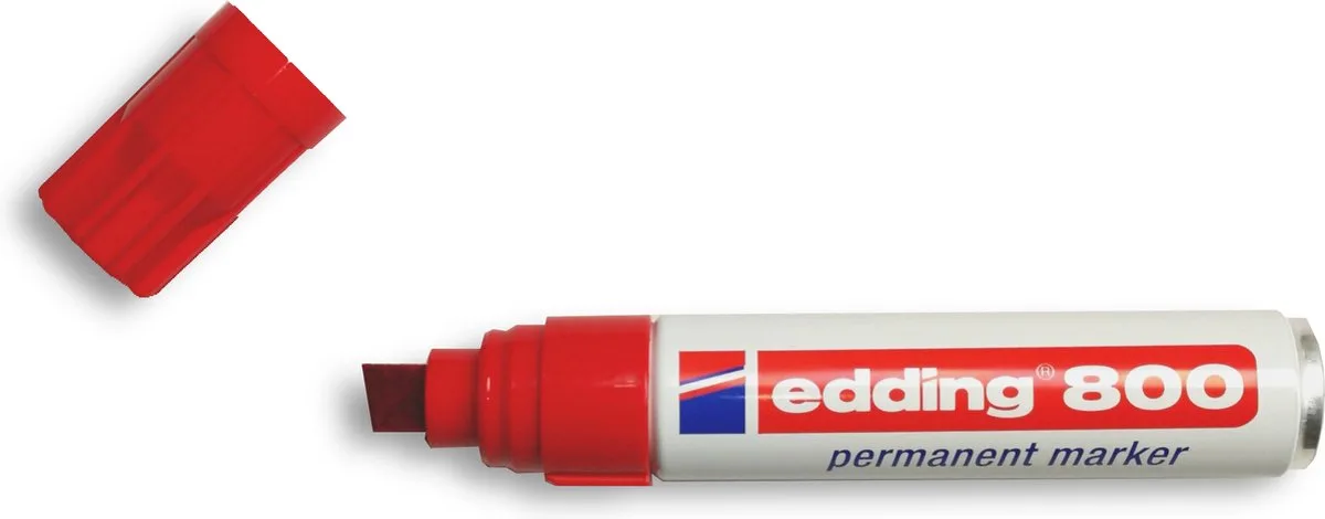 Edding 800 - Permanent marker - 5 Stuks - Watervaste stift - Puntdikte van 4 tot 12mm - (099.0970) fra edding i Rød – produktbillede