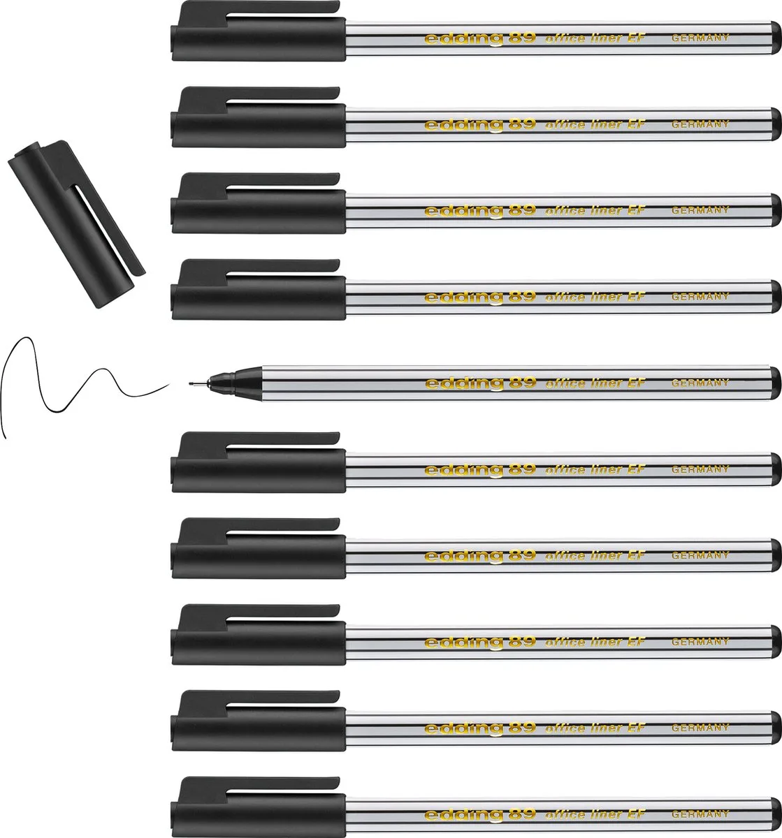 edding 89 fineliner - doosje van 10 stuks - extra-fijne ronde punt 0.3 mm - viltstift voor fijn en precies schrijven accentueren tekenen - voor kantoor school en thuis de edding en Noir – photo produit