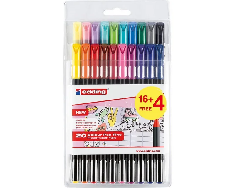 Filzstift Fasermaler edding 1200 VE=20 Stück/20 Farben von edding – Produktfoto