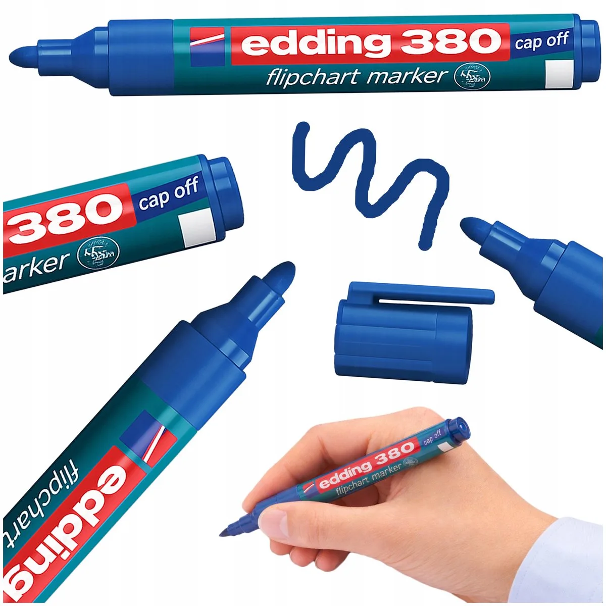 Flipchart Marker 1,5-3mm - Vloeiend Schrijven Zonder Vlekken van edding in Blauw – productfoto