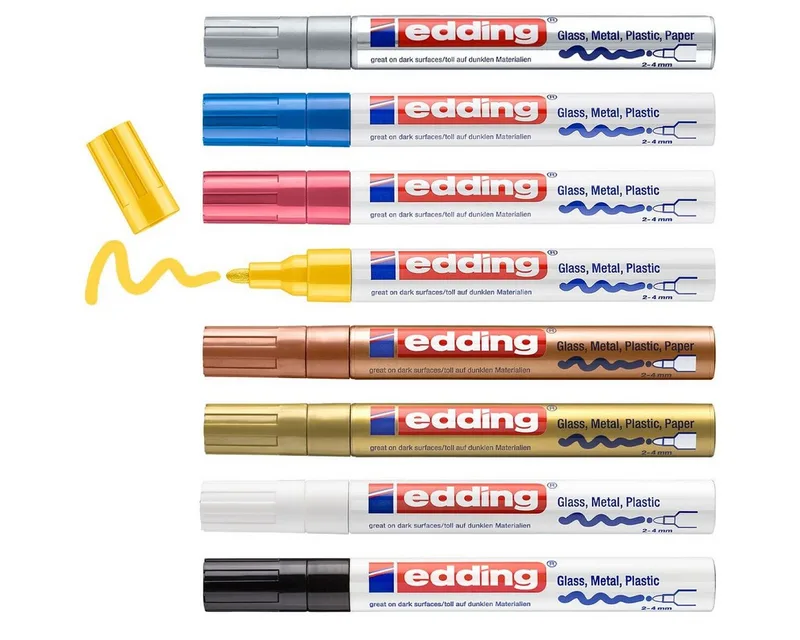 Lackmarker 750, (8-tlg), Glanzlackmarker, Strichstärke 2-4 mm von edding in Mehrfarbig – Produktfoto