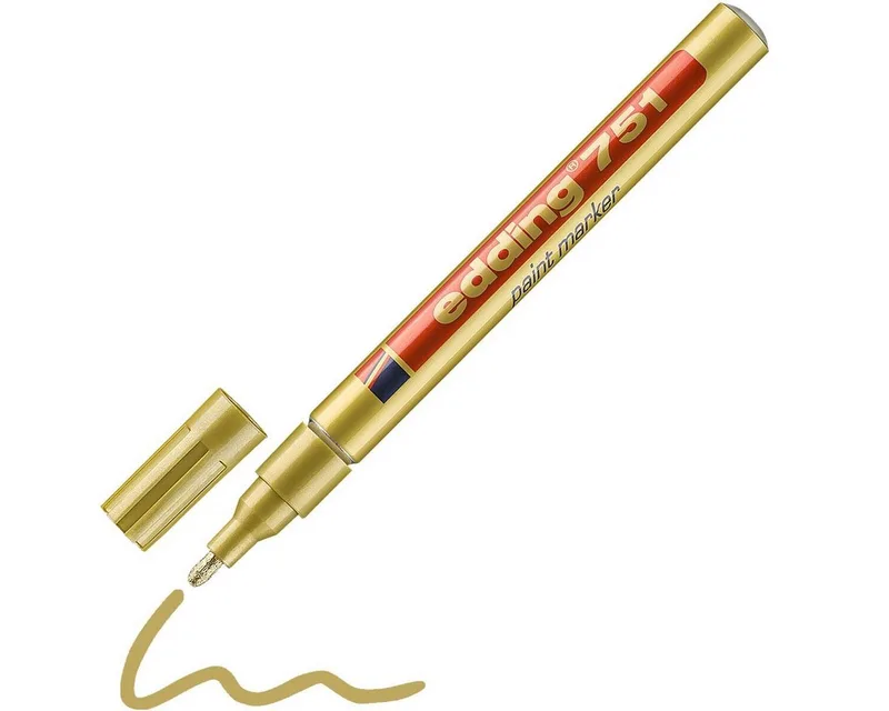 Lackmarker 751, (1-tlg), Strichstärke 1-2 mm, wasserfest, voll deckend by edding in Gold – product photo