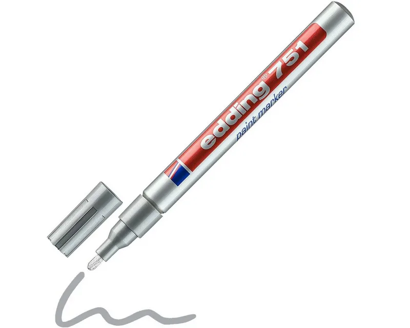 Lackmarker 751, (1-tlg), Strichstärke 1-2 mm, wasserfest, voll deckend de edding en Argent – photo produit
