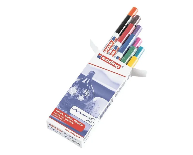 Lackmarker 751, (10-tlg), Strichstärke 1-2 mm, wasserfest, voll deckend von edding in Mehrfarbig – Produktfoto