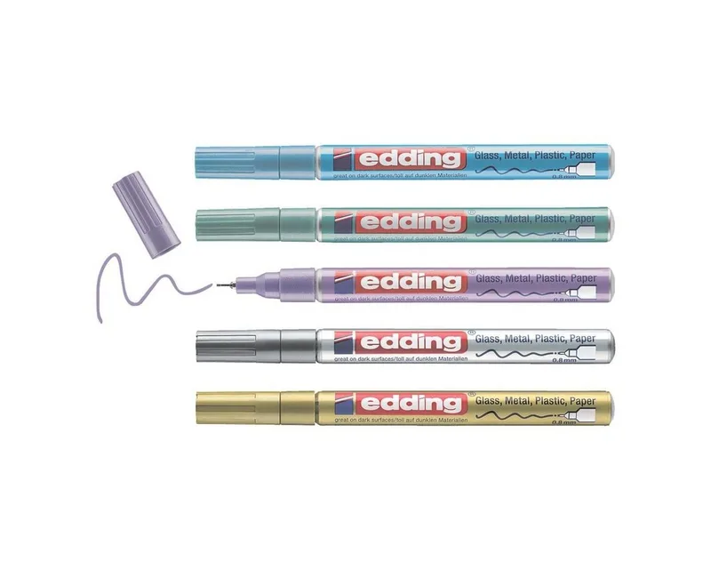 Lackmarker 780 metallic spezial, (5-tlg), Strichstärke 0,8 mm de edding en Multicolore – photo produit
