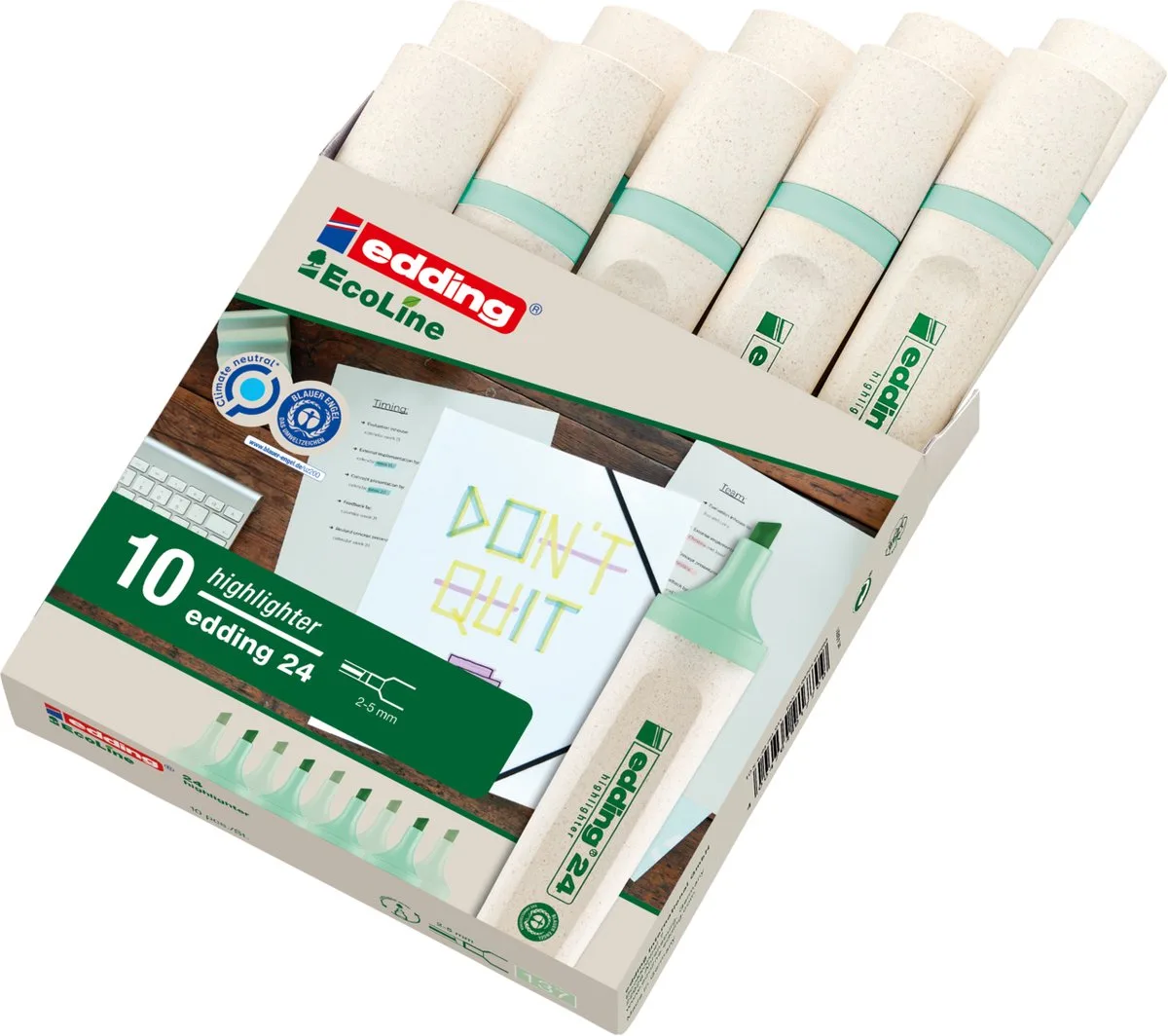 Markeerstift edding 24 ecoline | doos 10 stuks de edding en Pastelgroen – photo produit