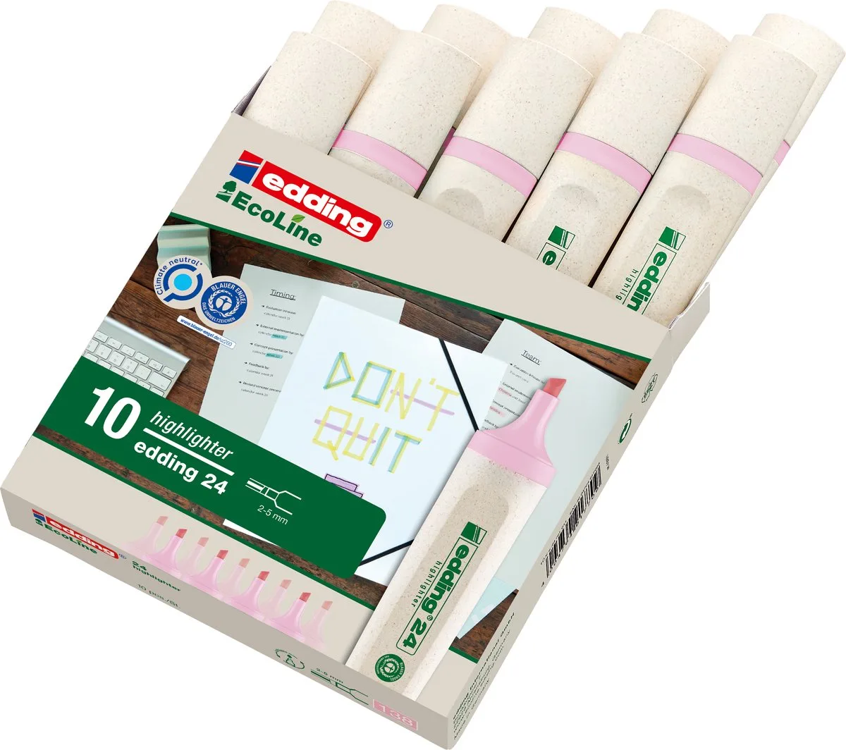 Markeerstift edding 24 ecoline | doos 10 stuks de edding en Pastelroze – photo produit