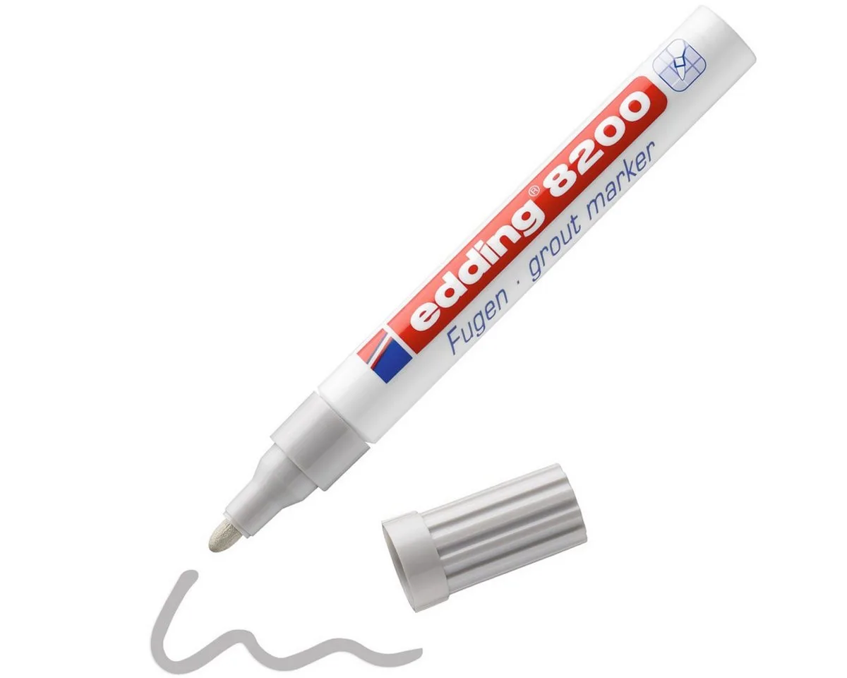 Marker Fugenmarker 8200 zum Ausbessern von Sanitärfugen silbergrau, wasserfest lichtbeständig schnell trocknend von edding in Grau, Silber – Produktfoto