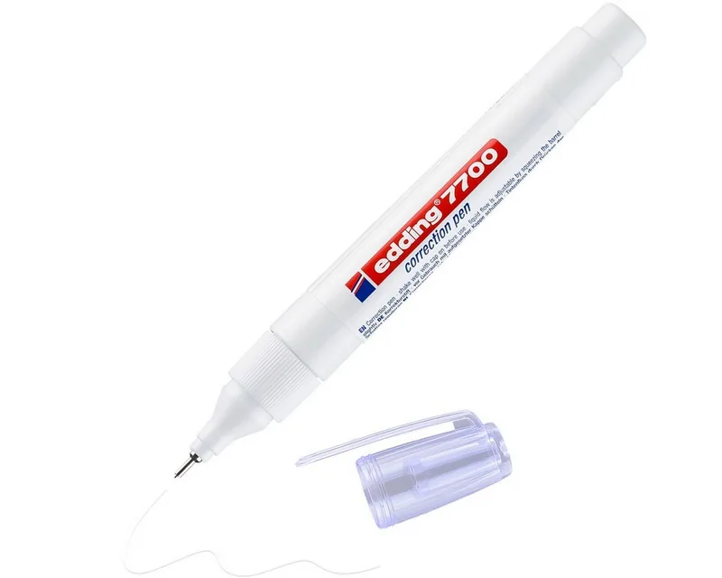Marker Korrekturstift für Papier und Kartonagen, geruchsarm schnelltrocknend Clip vorhanden by edding in White – product photo 1 of 3
