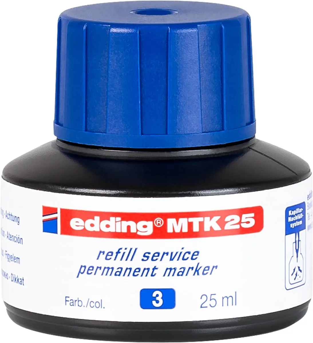 MTK 25 navulinkt permanent marker - geschikt voor edding permanent markers - gemakkelijk navullen via het capillairsysteem de edding en Bleu – photo produit