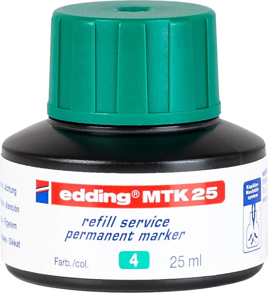 MTK 25 navulinkt permanent marker - geschikt voor edding permanent markers - gemakkelijk navullen via het capillairsysteem de edding en Vert – photo produit