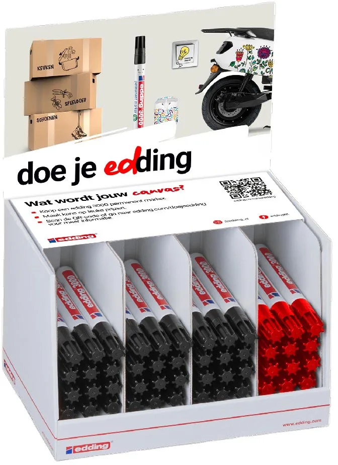 permanent marker 3000, zwart en rood, display van 48 stuks de edding – photo produit