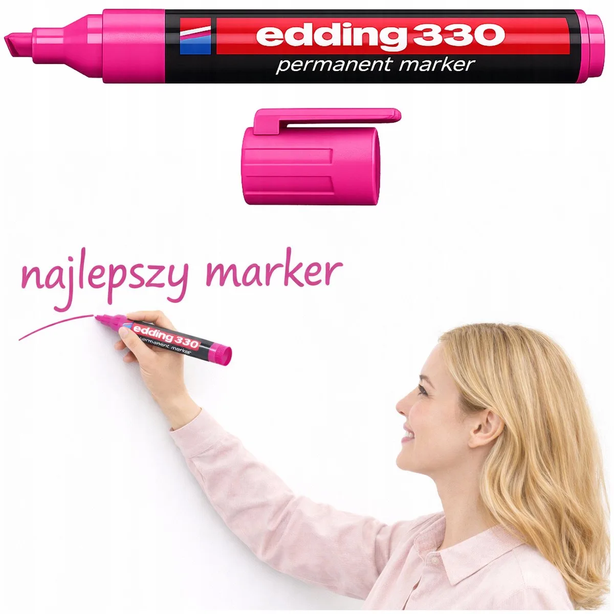 Permanent Marker - Punt 1-5mm - Voor Diverse Oppervlakken de edding en Rose – photo produit