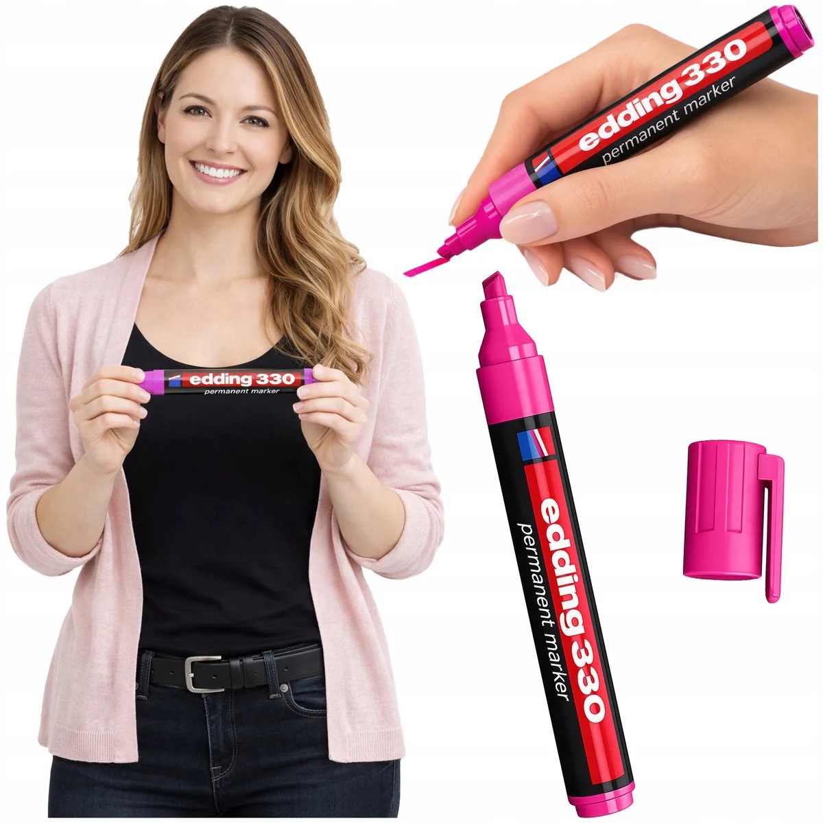 Permanent Marker - Sneldrogend en vervaagt niet von edding in Rosa – Produktfoto