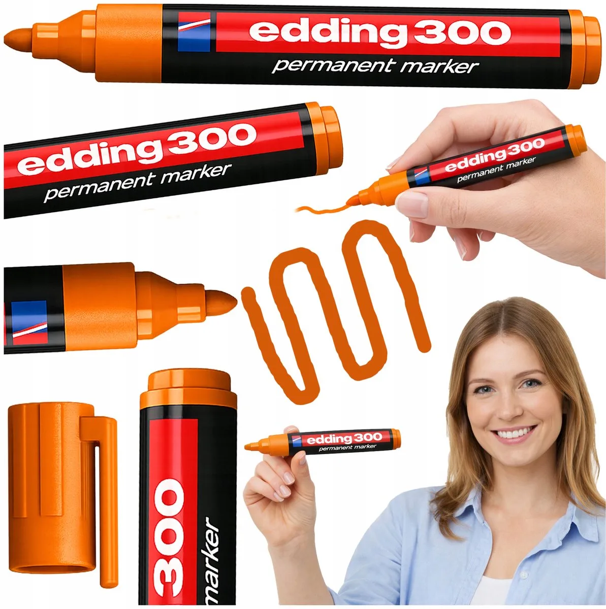 Permanent Marker voor Gladde Oppervlakken van edding in Oranje – productfoto