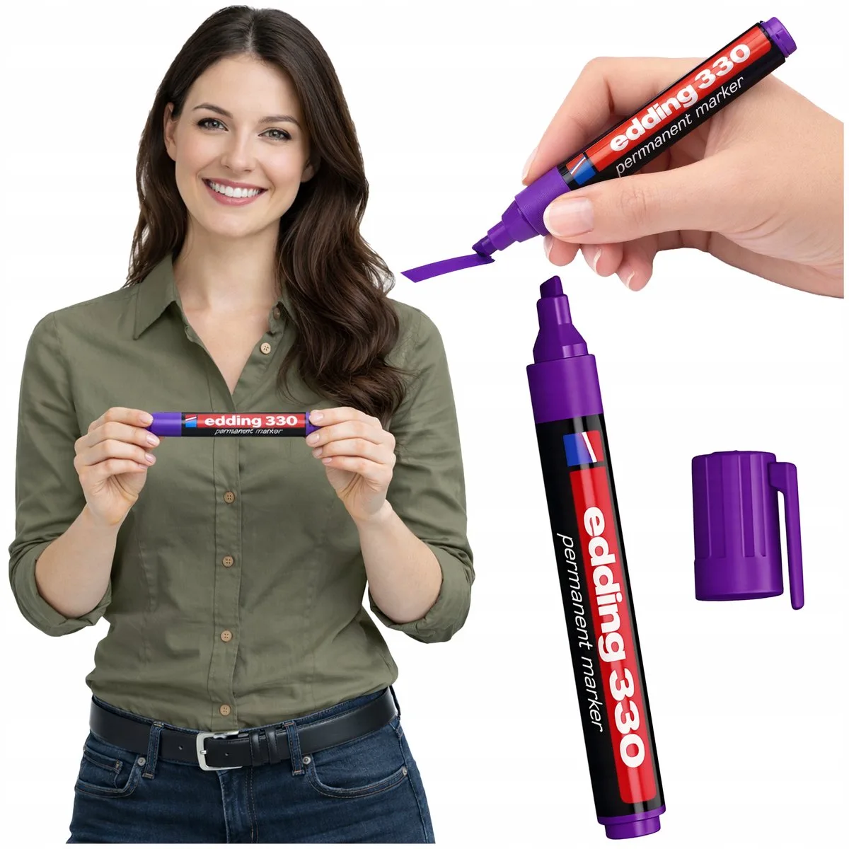 Permanent Marker - Waterbestendig en lichtecht - 1,5-3 mm de edding en Violet – photo produit