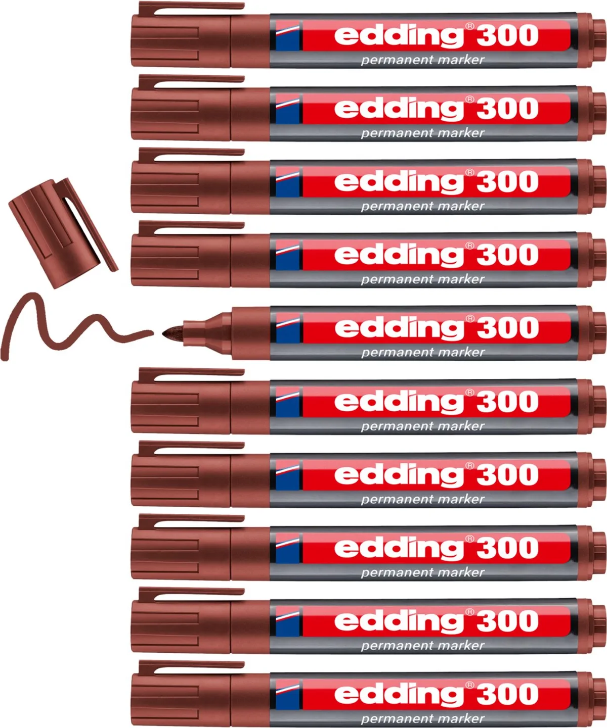 Permanente markeerstift Edding 300 (10 Stuks) van edding in Bruin – productfoto