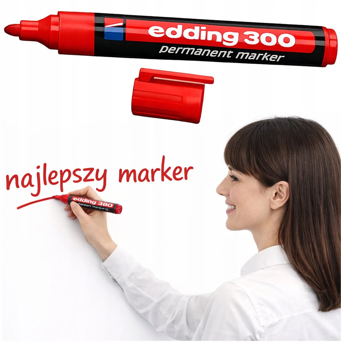 Permanente Marker 1,5-3mm Sneldrogend van edding in Rood – productfoto