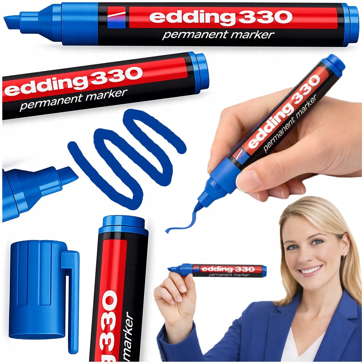 Permanente Marker 1-5mm - Ideaal voor Kantoor en School van edding in Blauw – productfoto