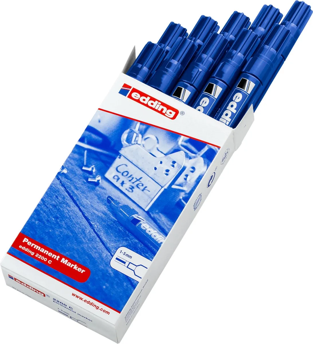 Permanente Marker 1-5mm - Sneldrogend & Waterbestendig van edding in Blauw – productfoto