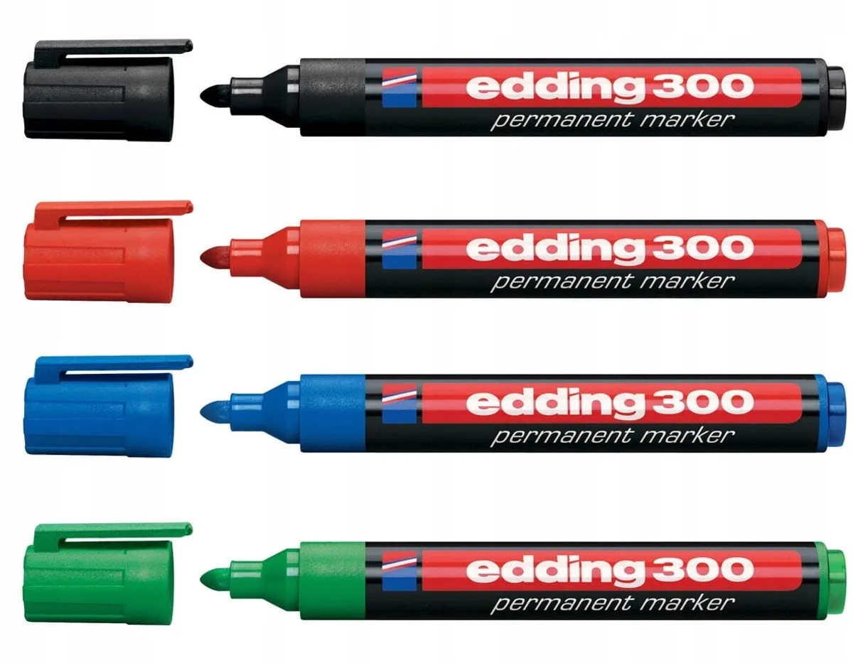 Permanente Markers Set - 4 Kleuren - Rond Punt - Sneldrogend de edding en Multicolore – photo produit