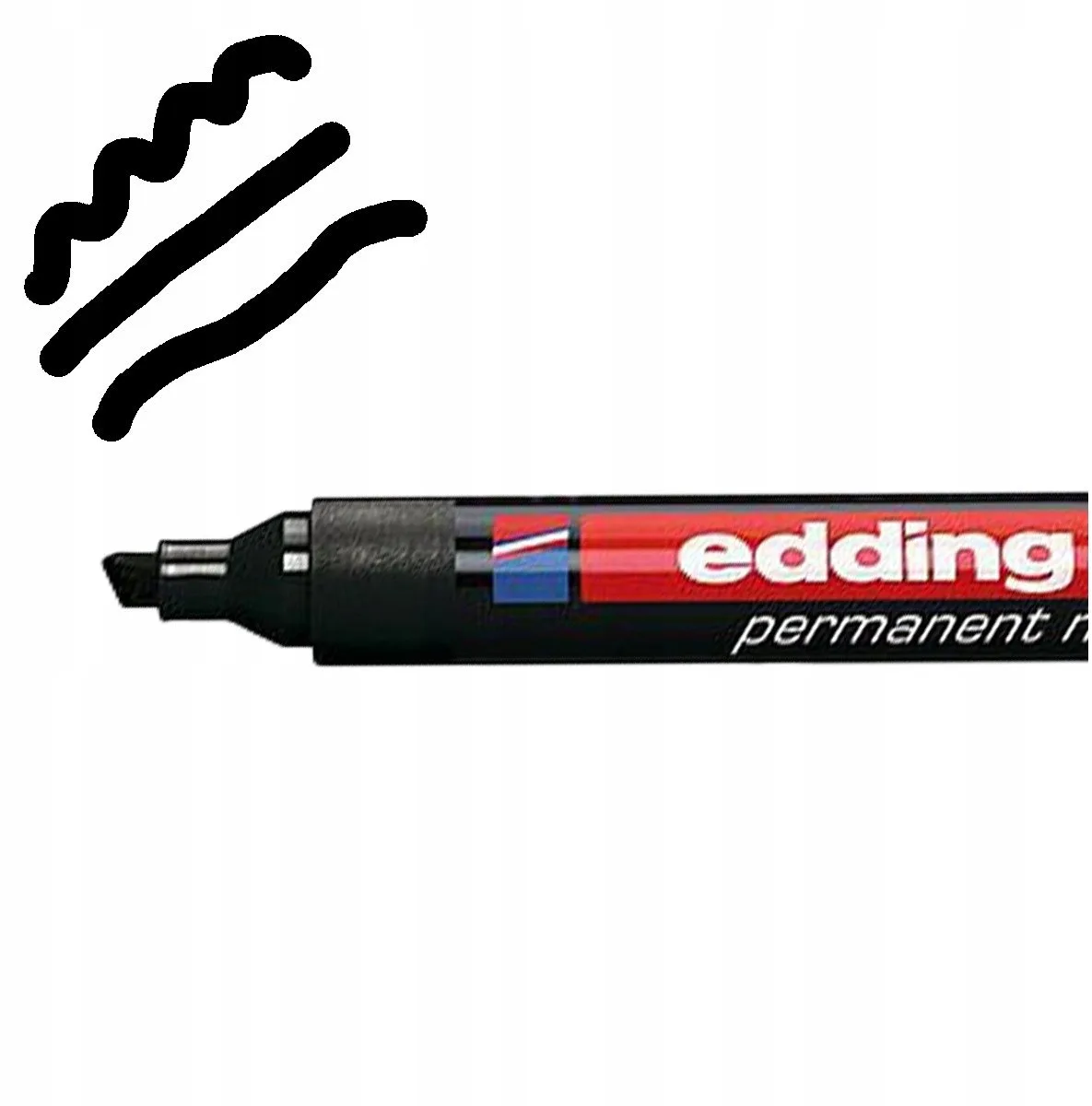 Permanente Zwarte Marker Pen met Schuine Punt - Ideaal voor Kantoor van edding in Zwart – productfoto