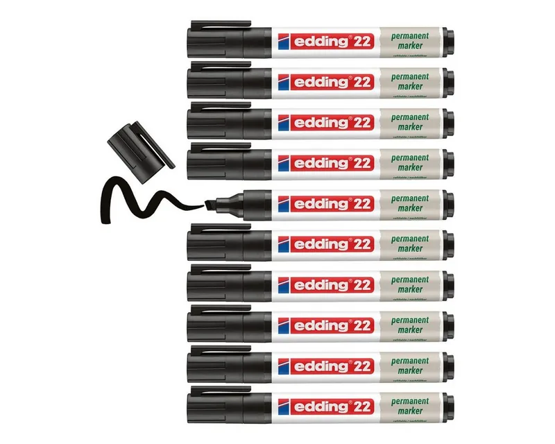 Permanentmarker 22 EcoLine, (10-tlg), abriebfest by edding in Black – product photo