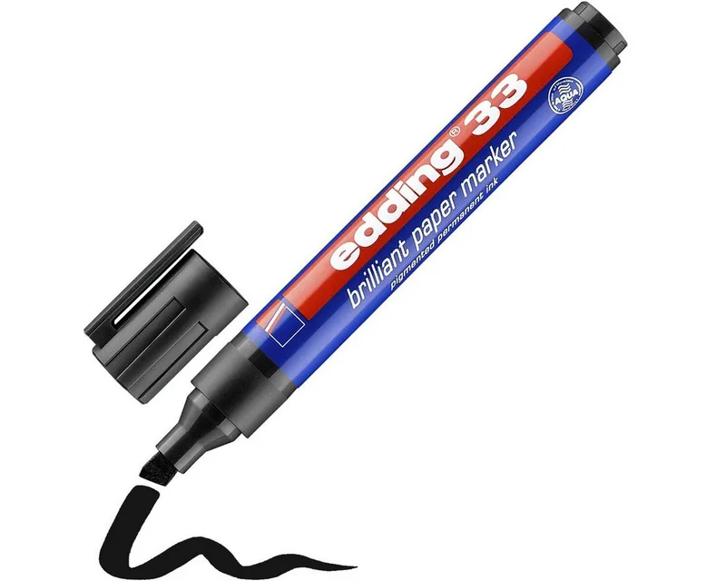Permanentmarker 33, (1-tlg), Strichstärke 1,0-5,0 mm, für den medizinischen Bereich geeignet von edding in Schwarz – Produktfoto