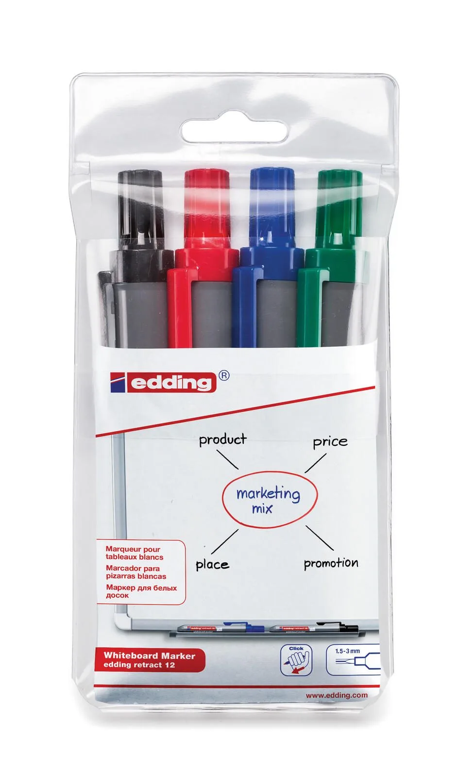 retract 12 Whiteboard-Marker 1.5 - 3.0 mm Mehrfarbig de edding – photo produit